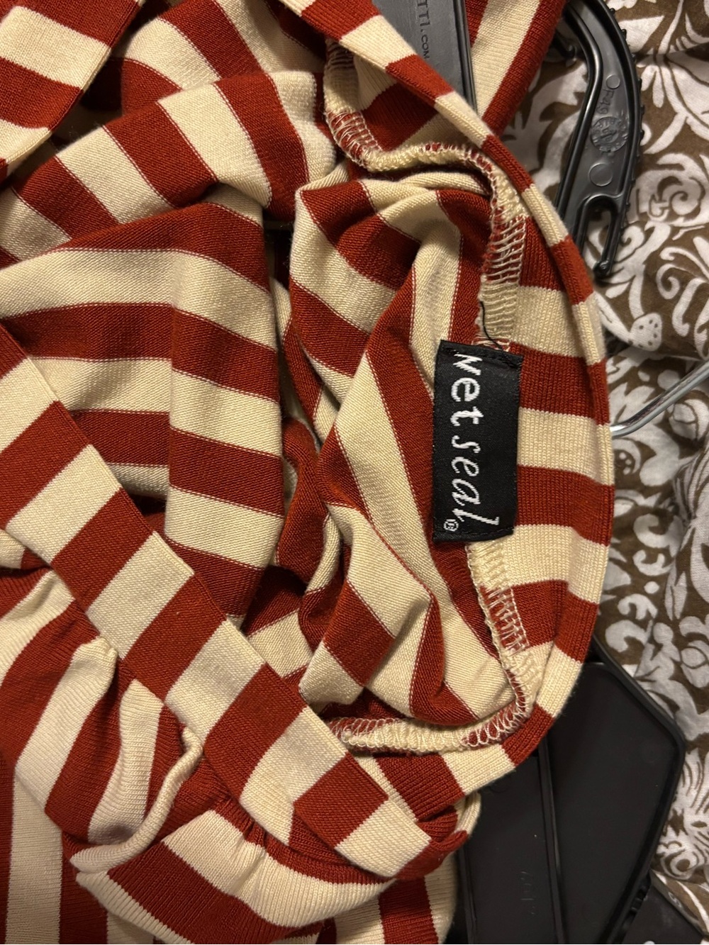 Wet Seal Red and Cream Striped Skater Skirt - Picture 2 of 2
